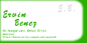 ervin bencz business card